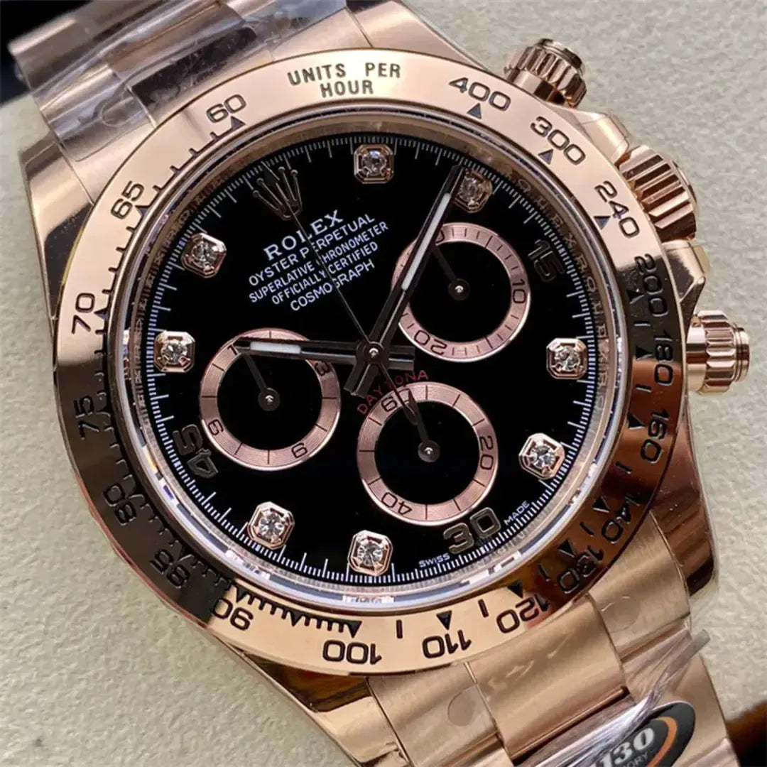 Cosmograph Daytona m116505-0015 40mm Everose Gold Black Diamond Dial Watch