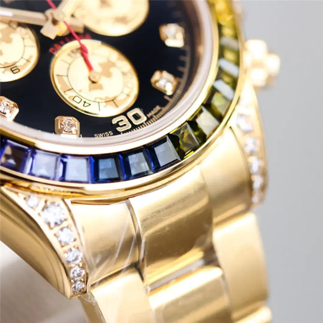 Rolex Daytona 116598RBOW 40mm with Aftermarket Bezel Rainbow Dial Lugs 18k Yellow Gold Watch