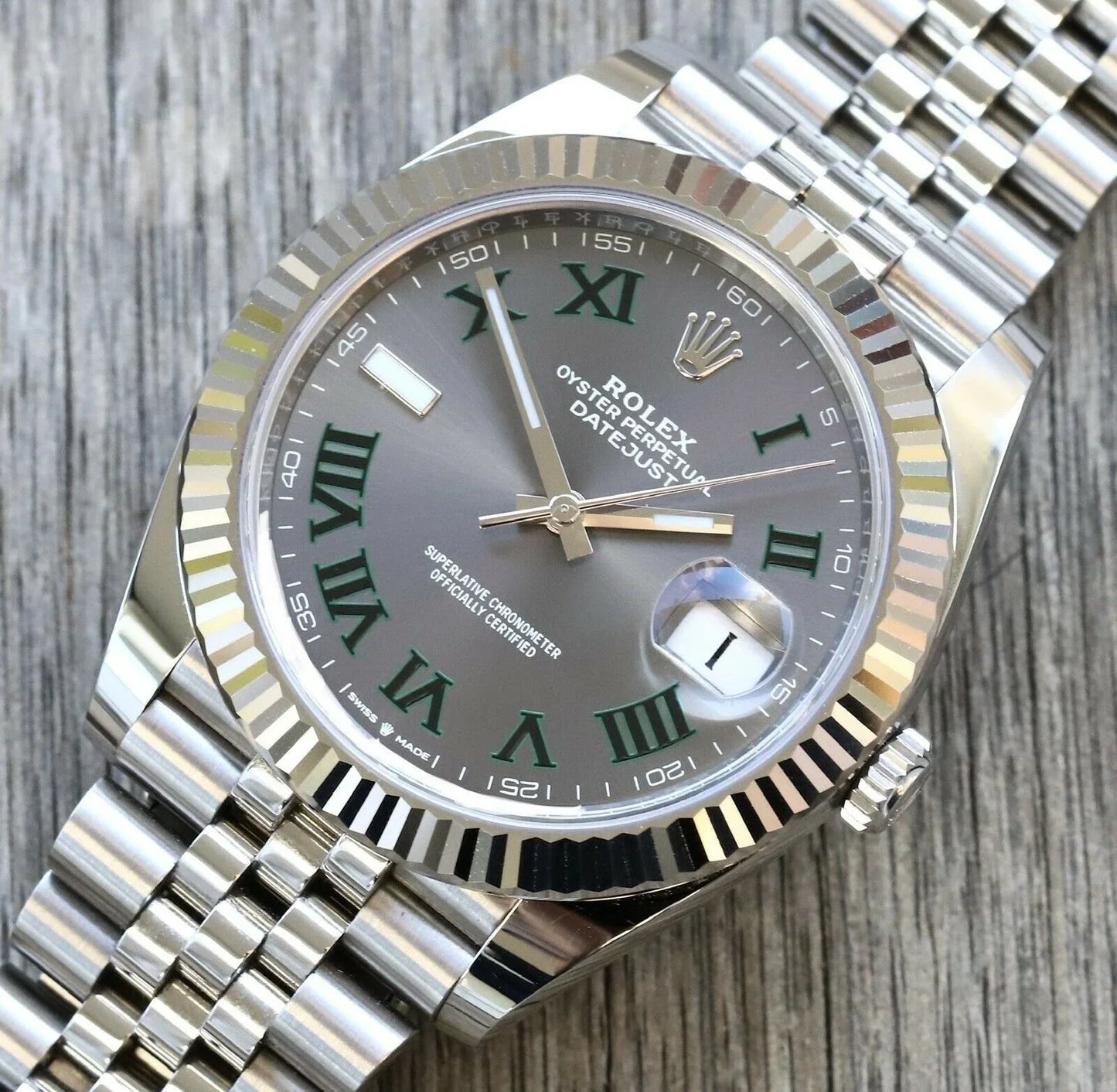 Rolex Datejust 41mm Rhodium Dial 126334 "Wimbledon" Flutted / Jubilee