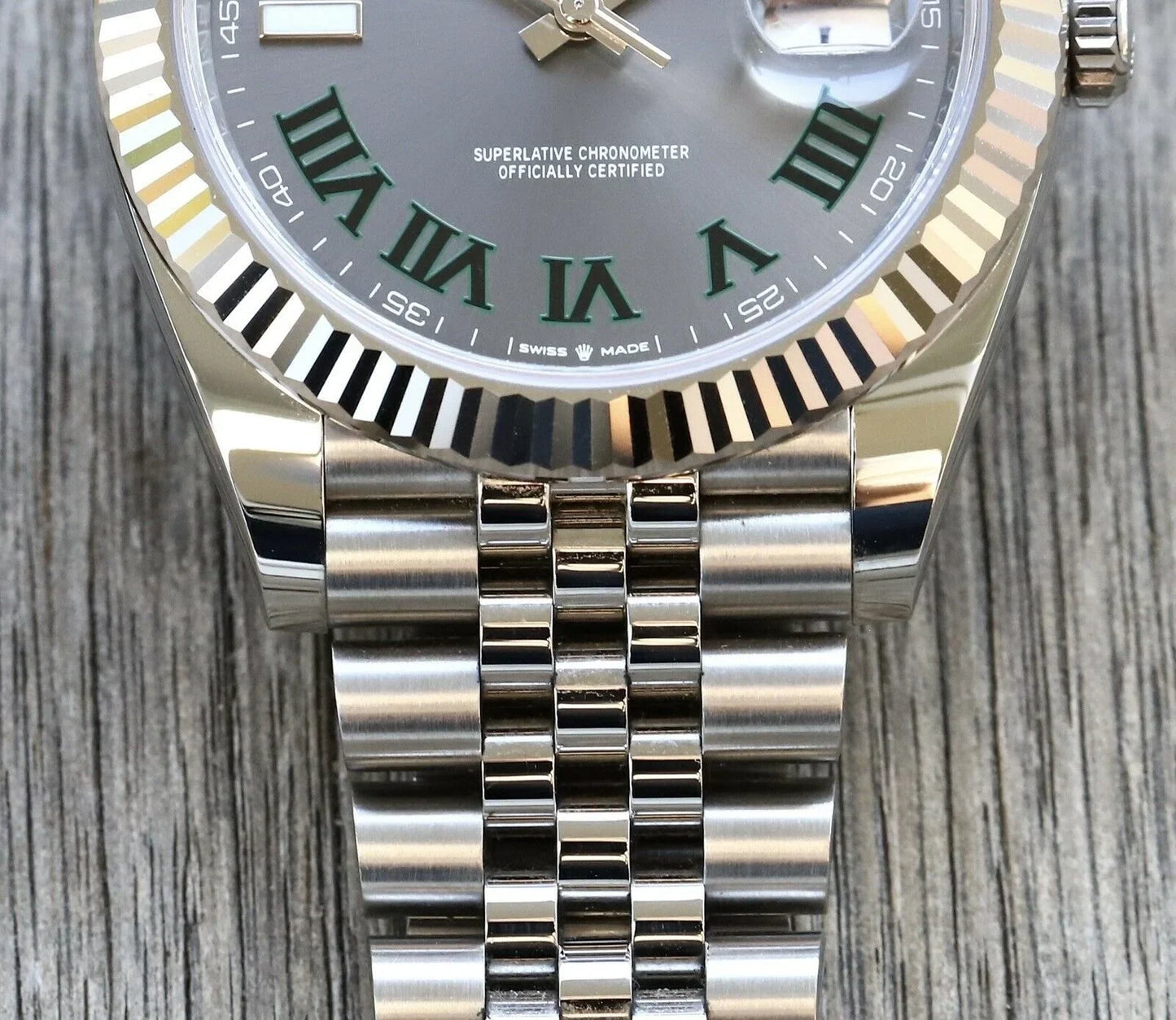 Rolex Datejust 41mm Rhodium Dial 126334 "Wimbledon" Flutted / Jubilee