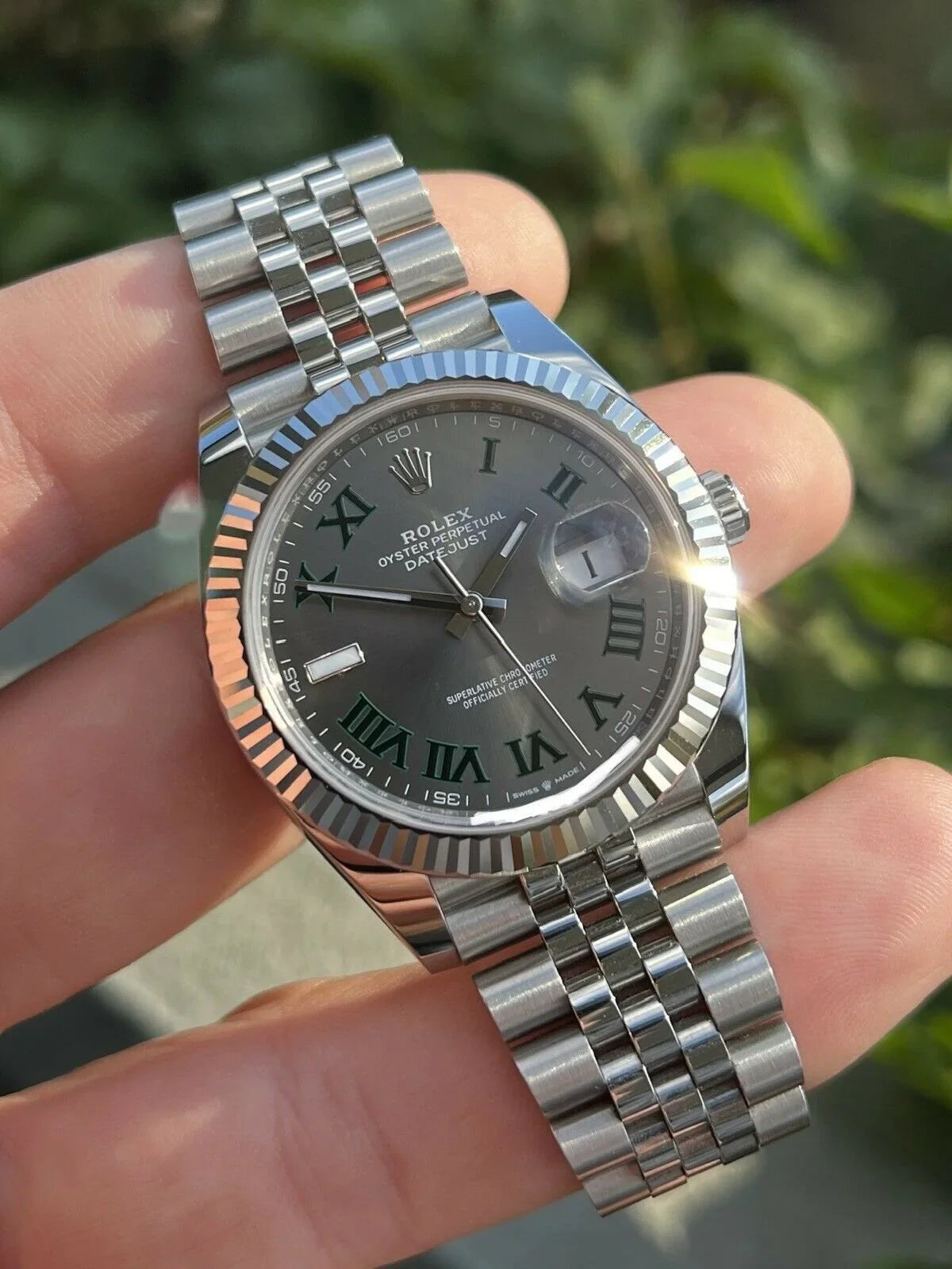 Rolex Datejust 41mm Rhodium Dial 126334 "Wimbledon" Flutted / Jubilee