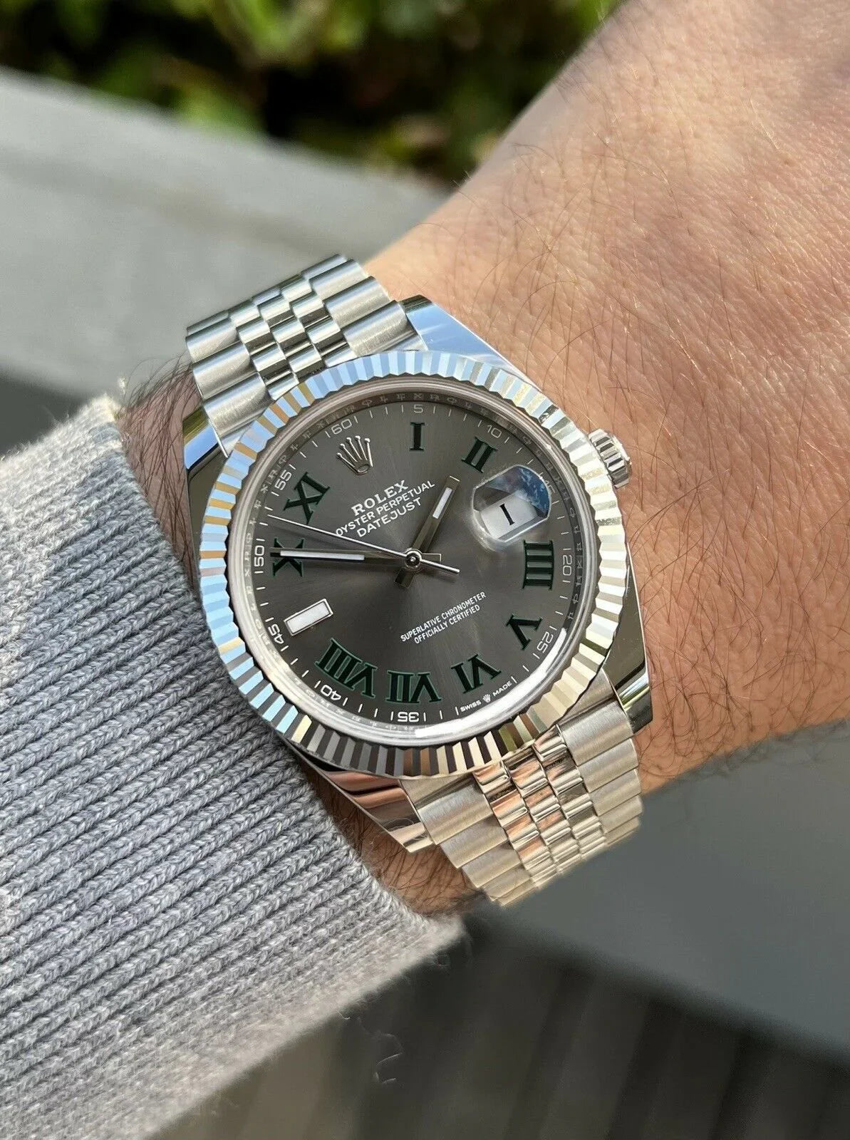 Rolex Datejust 41mm Rhodium Dial 126334 "Wimbledon" Flutted / Jubilee