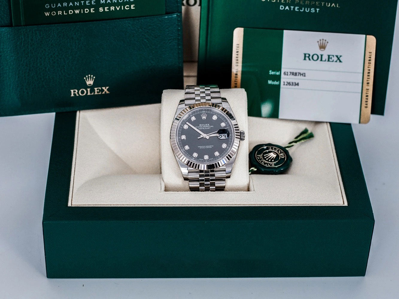 Rolex Datejust Men's Watch 41mm 126334 Black Dial with Diamond Hour Markers