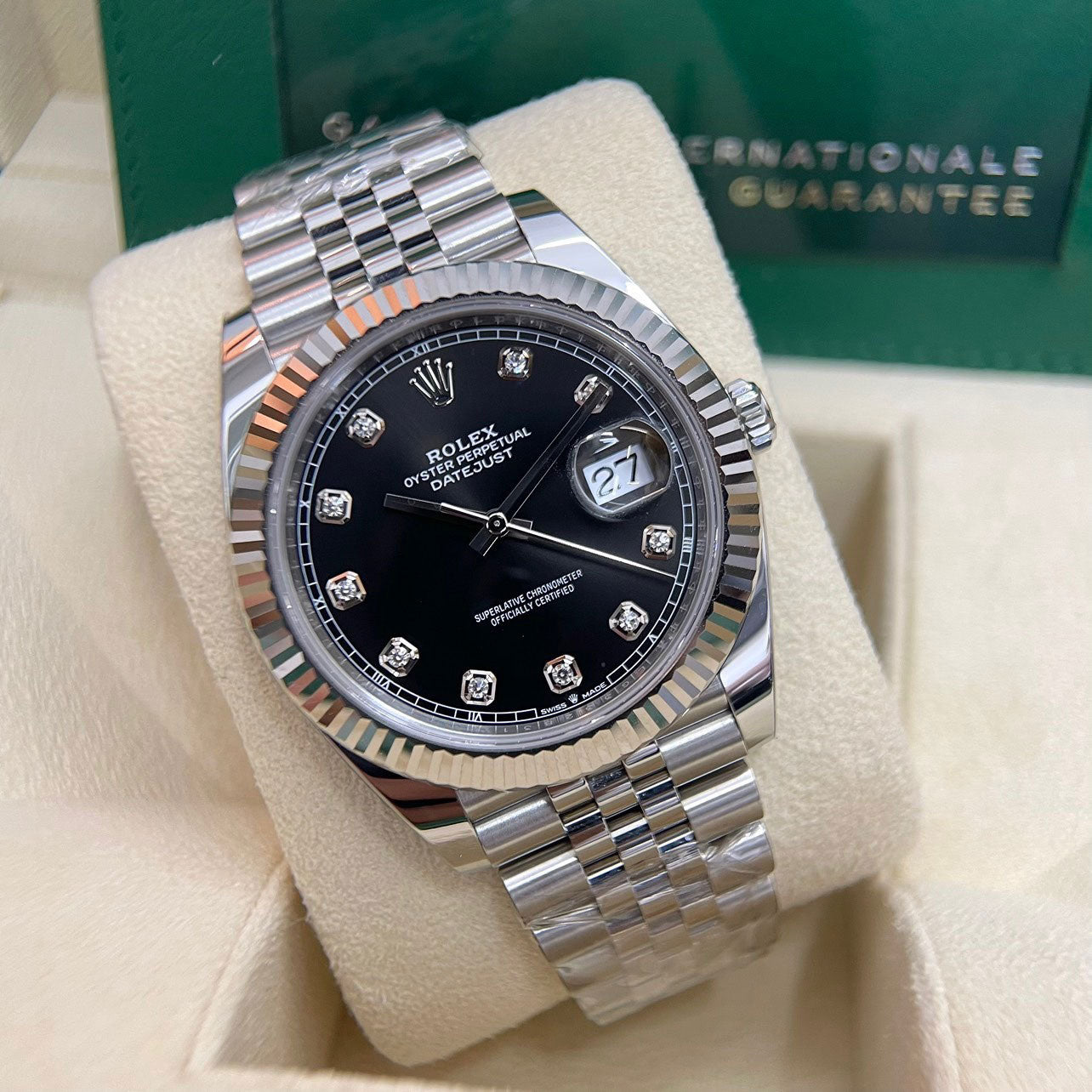 Rolex Datejust Men's Watch 41mm 126334 Black Dial with Diamond Hour Markers