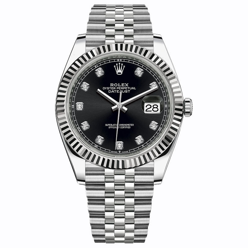 Rolex Datejust Men's Watch 41mm 126334 Black Dial with Diamond Hour Markers