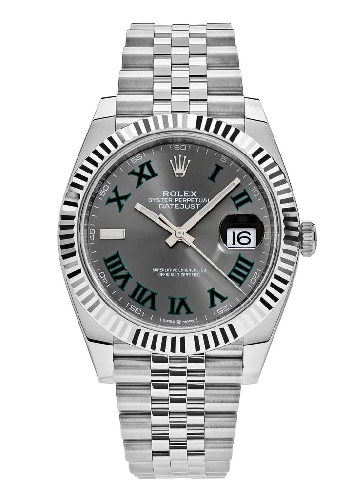 Rolex Datejust 41mm Rhodium Dial 126334 "Wimbledon" Flutted / Jubilee