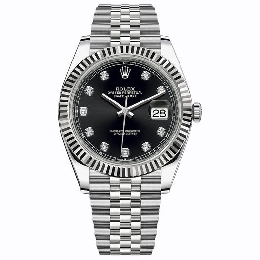Rolex Datejust Men's Watch 41mm 126334 Black Dial with Diamond Hour Markers