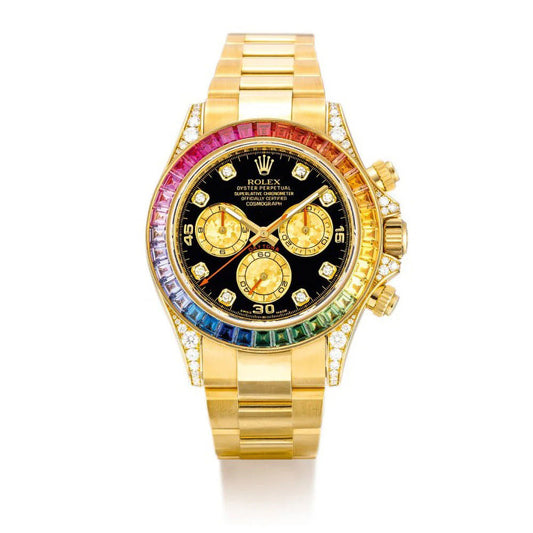 Rolex  Daytona 116598RBOW 40mm with Aftermarket Bezel Rainbow Dial Lugs 18k Yellow Gold Watch