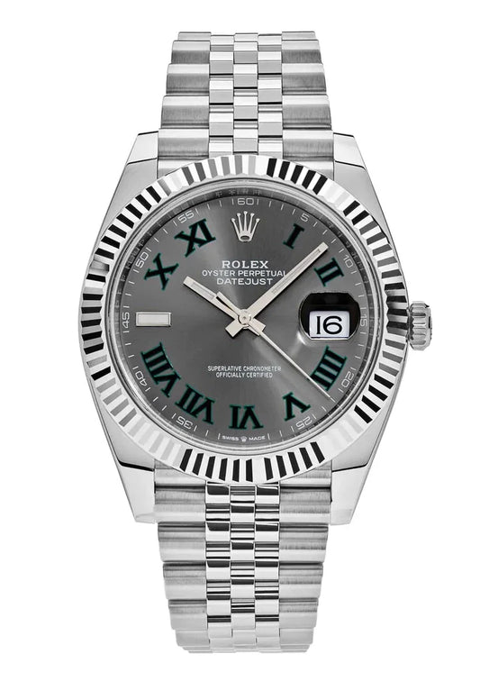 Rolex Datejust 41mm Rhodium Dial 126334 "Wimbledon" Flutted / Jubilee